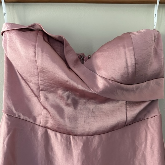 New Lulus Real Romantic Light Rose Satin Strapless Maxi Dress Size S - Picture 6 of 16